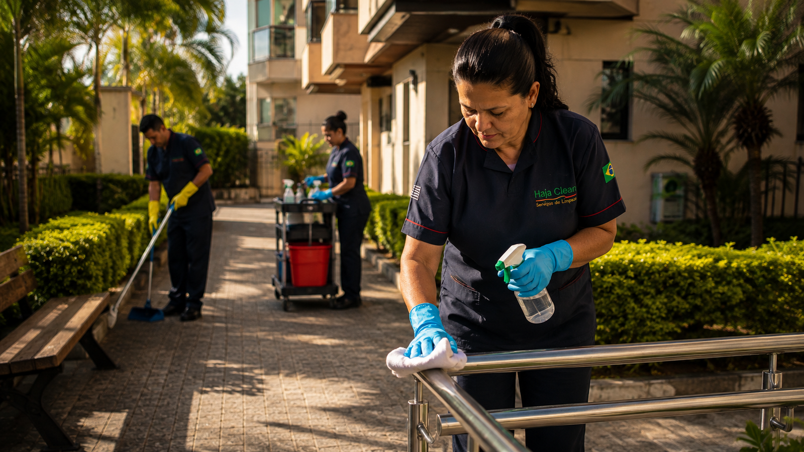 Profissional da Haja Clean em atendimento